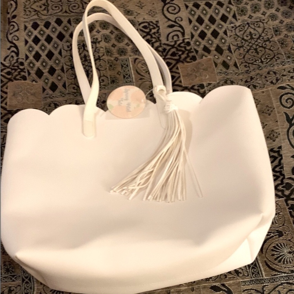 Arcadia Beauty Labs Spring Petal Tote Elegant White Bag 314968 NWT